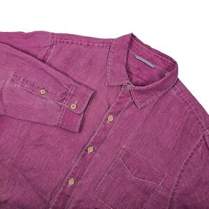 Tommy Bahama Men's‎ M Relax 100% Linen Shirt Hyper Pink LS Button Up Casual Logo